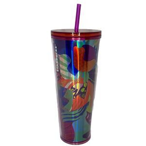 Starbucks Summer 2024 Cold Tumbler w/ Straw Cup 24 Oz. Holographic Multi Color
